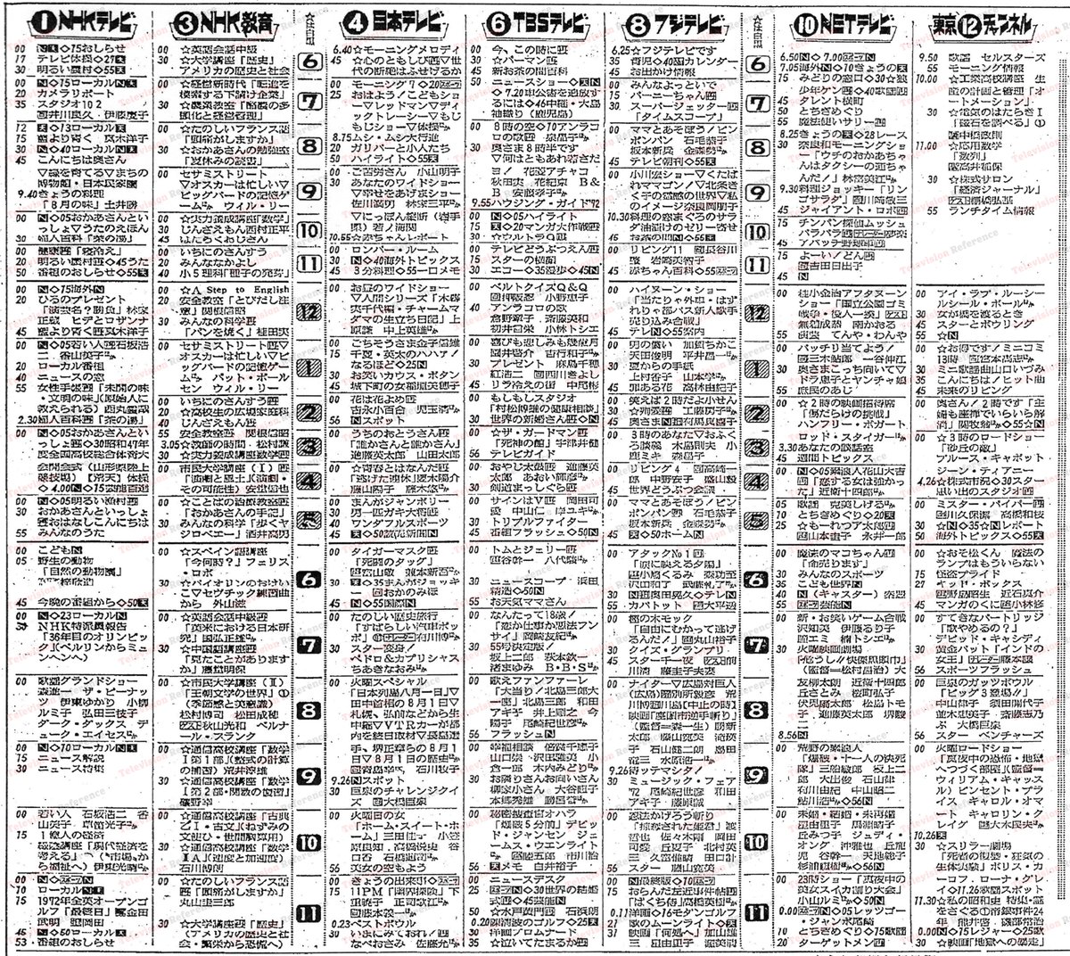 【値引きあり詳細説明欄】4/30までテレビ あの日のテレビ欄】昭和47年8月1日（50年前） 来年でテレビ放送開始70