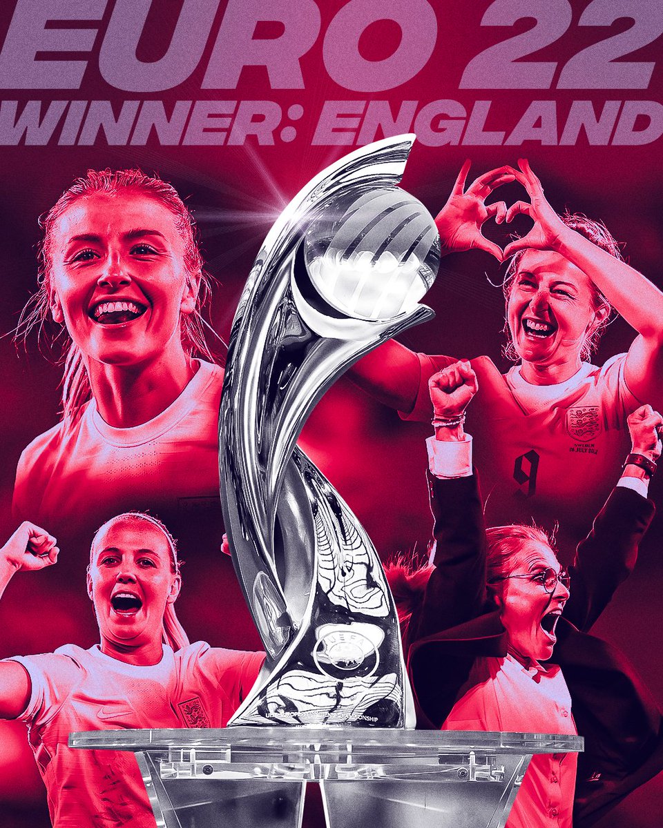 HISTORY HAS BEEN MADE! ENGLAND HAVE JUST WON THE 2022 WOMEN'S EUROS 🏆 

IT'S OFFICIALLY COMING HOME 👏🏴󠁧󠁢󠁥󠁮󠁧󠁿