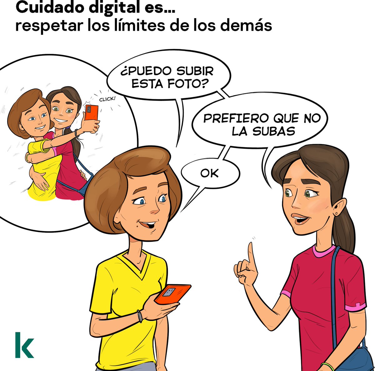 KasperskyES's tweet photo. Normalicemos pedir permiso a los demás antes de subir una foto en la que aparecen. 🙏 https://t.co/8WqqxYkmzi