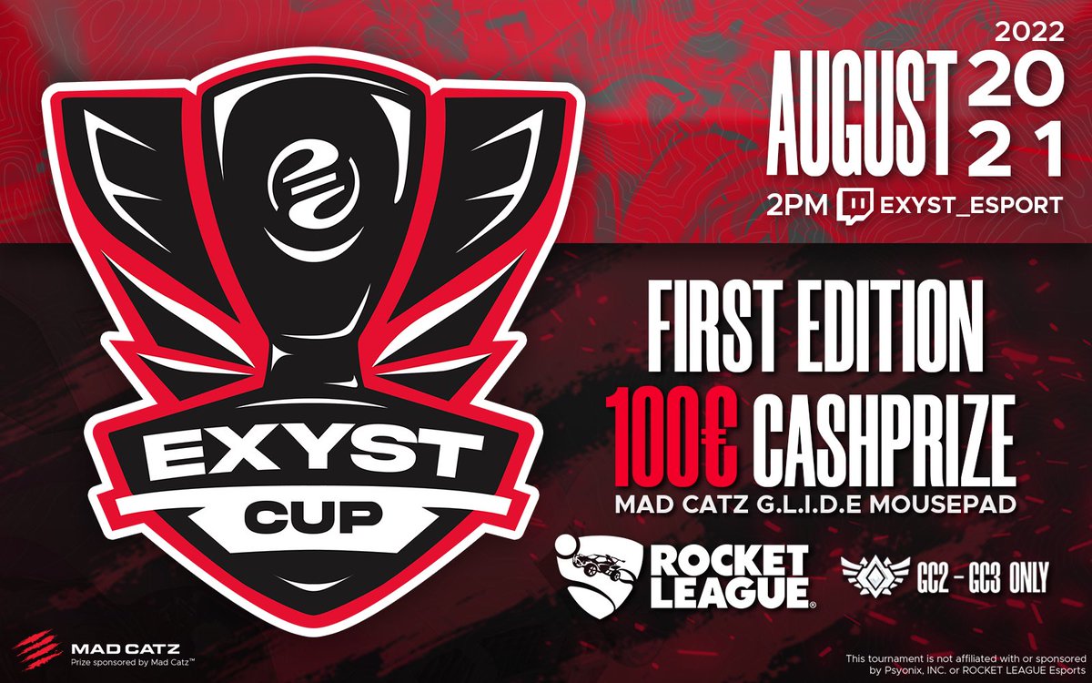 ExystEsport's tweet photo. Just a little reminder that the registration for the Exyst cup will be closed on 08/17 at 8pm and that the tournament will take place on August 20th and 21st! So don't miss the event!

The link to register:
https://t.co/qoHSOQjEoA

#weexyst #rl #RocketLeague #esport #tournament https://t.co/tRjAys5aDs