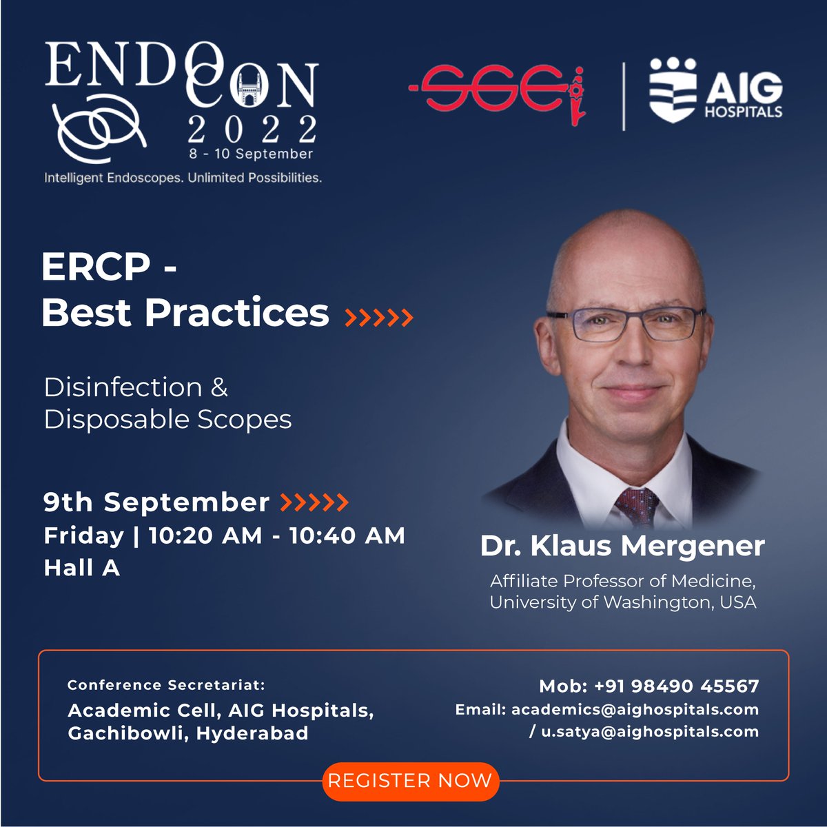 Honored to be joining #ENDOCON2022 8 – 10 September, Hyderabad. One of the largest gathering of #GIEndoscopists this year, at THE largest GI endoscopy facility worldwide. Click bit.ly/ENDOCON2022_In…, register and join us! #SGEI #AIGLive
