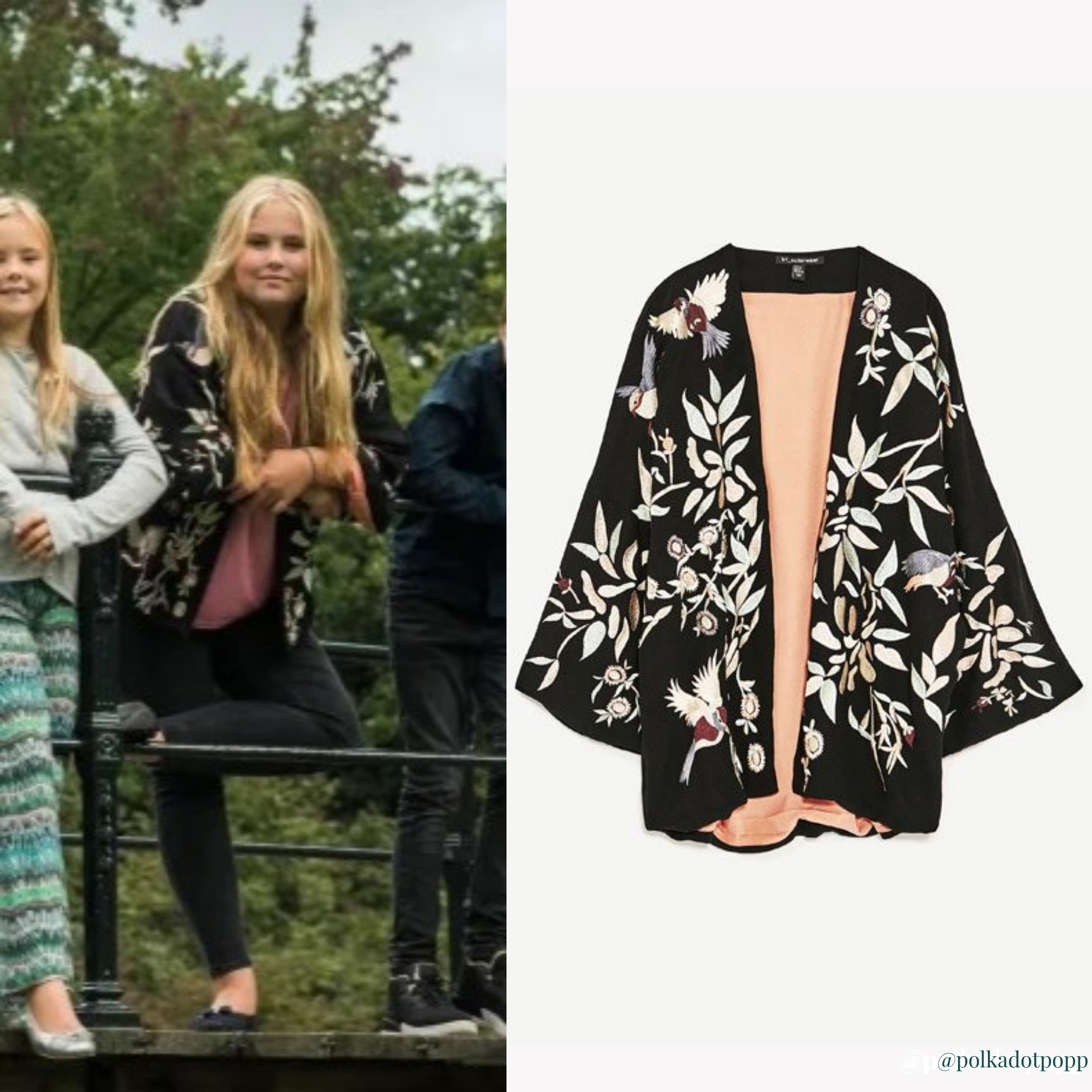 mostaza gráfico dosis Polka Popp on Twitter: "Not sure if this was ID'd at the time -  Catharina-Amalia, Princess of Orange wore this Zara floral embroidered  kimono jacket in January 2018. https://t.co/CfwwkM8bMp" / Twitter