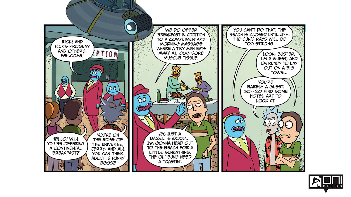 OniPress's tweet photo. When Rick makes the vacation plans, you know it's going to be worst summer ever. Find out what happens on a planet with strange rules. And...sun parasites...Ooh wee.
@ChilisToGo #Puste @CCrank #DavidAngeloRoman #TonySaavedra
#OniPress https://t.co/CEhS3lKHHP