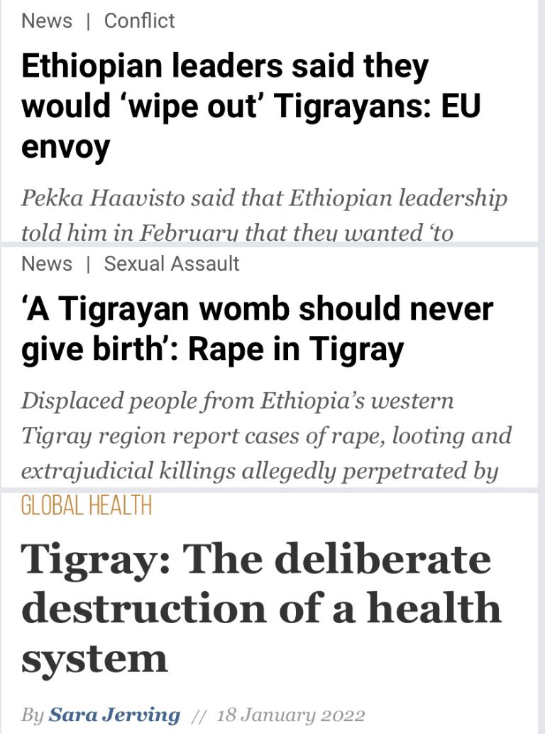 We demand justice on this #AfricanWomensDay, +120K raped Tigray women's were denied access to health facilities by 🇪🇹n & 🇪🇷n forces:  “... a lot of suicide happening, especially those that are giving birth [as a result of the #WeaponizedRape] ...'
@RepDean #Justice4TigraysWomen