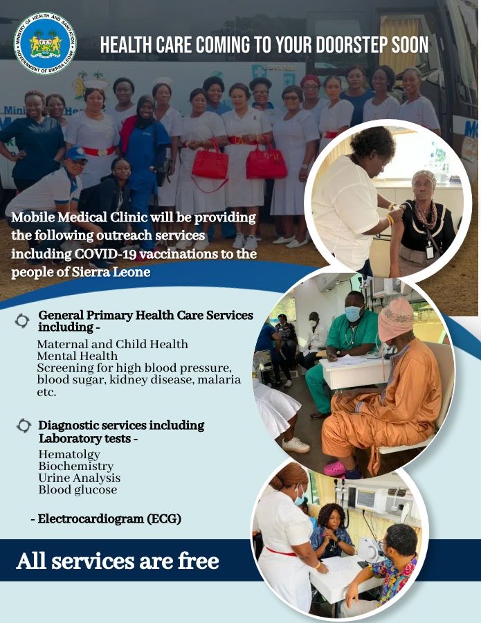 DembyAustin's tweet photo. Taking quality healthcare to the people of SL: Hospital-On-wheels Initiative. Buses &amp; staff hit the road today initially stopping at W. Urban, W. Rural, Bo, and Port Loko. 1st phase through Dec. 1 wk in field, return to base for a wk to replenish. Thank you ⁦@PresidentBio⁩ https://t.co/D0M2fTMeUp