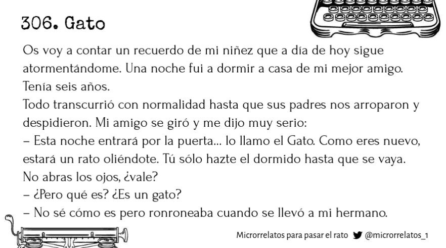 microrrelatos_1's tweet photo. 306. Gato 🐈⬛ #microrrelato
#agosto #relato #literatura #ficcion #microcuento #leer #lectura #cuento #twitteratura #relatocorto #terror #miedo #relatoterror https://t.co/PdAO9O1pzq