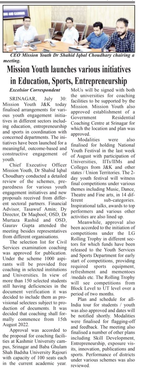 Shahid Choudhary (@listenshahid) on Twitter photo #Coaching for #Competitive Exams: Declaration of result today for 1st batch of 1000 students, decision to aid Coaching Centres in the Universities & start of work for Govt Residential Coaching Instt mark a new era of #MissionYouth under guidance of Hon’ble <a href="/OfficeOfLGJandK/">Office of LG J&K</a> #UPSC #Coaching for #Competitive Exams: Declaration of result today for 1st batch of 1000 students, decision to aid Coaching Centres in the Universities & start of work for Govt Residential Coaching Instt mark a new era of #MissionYouth under guidance of Hon’ble <a href="/OfficeOfLGJandK/">Office of LG J&K</a> #UPSC