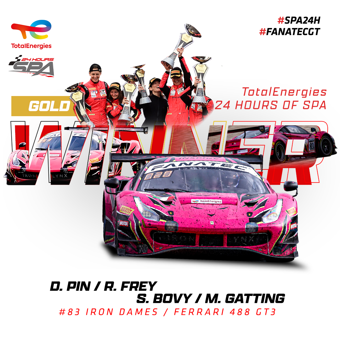 Congratulations to our 2022 Gold Category winners of the <a href="/TotalEnergies/">TotalEnergies</a> 24 Hours of Spa! 🏆🥇🥳

#Spa24h 🇧🇪🎢 #FanatecGT #GTWorldChEu #IGTC 
<a href="/Pirelli/">Pirelli</a> <a href="/AWS/">Amazon Web Services</a> <a href="/CrowdStrike/">CrowdStrike</a> <a href="/fanatec/">FANATEC</a> <a href="/GTWorldChEu/">GT World Challenge Europe Powered by AWS</a>