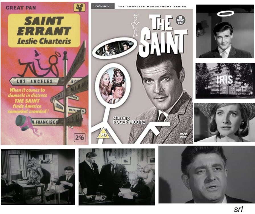SaveRedlandLibr's tweet photo. 6pm TODAY on @TalkingPicsTV

From 1963, s2 Ep 8 of #TheSaint “Iris” directed by #JohnGilling &amp; written by #BillStrutton  

Based on a 1948 #LeslieCharteris short story from 📖“Saint Errant”

🌟#RogerMoore #BarbaraMurray #DavidBauer #IvorDean #CyrilLuckham #FerdyMayne https://t.co/Wnx3aySPPw