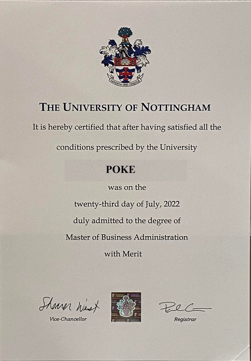 Finally minted my MBA from <a href="/UniofNottingham/">Uni of Nottingham #WeAreUoN</a> last week

Should have aped MAYC instead right? 🤣