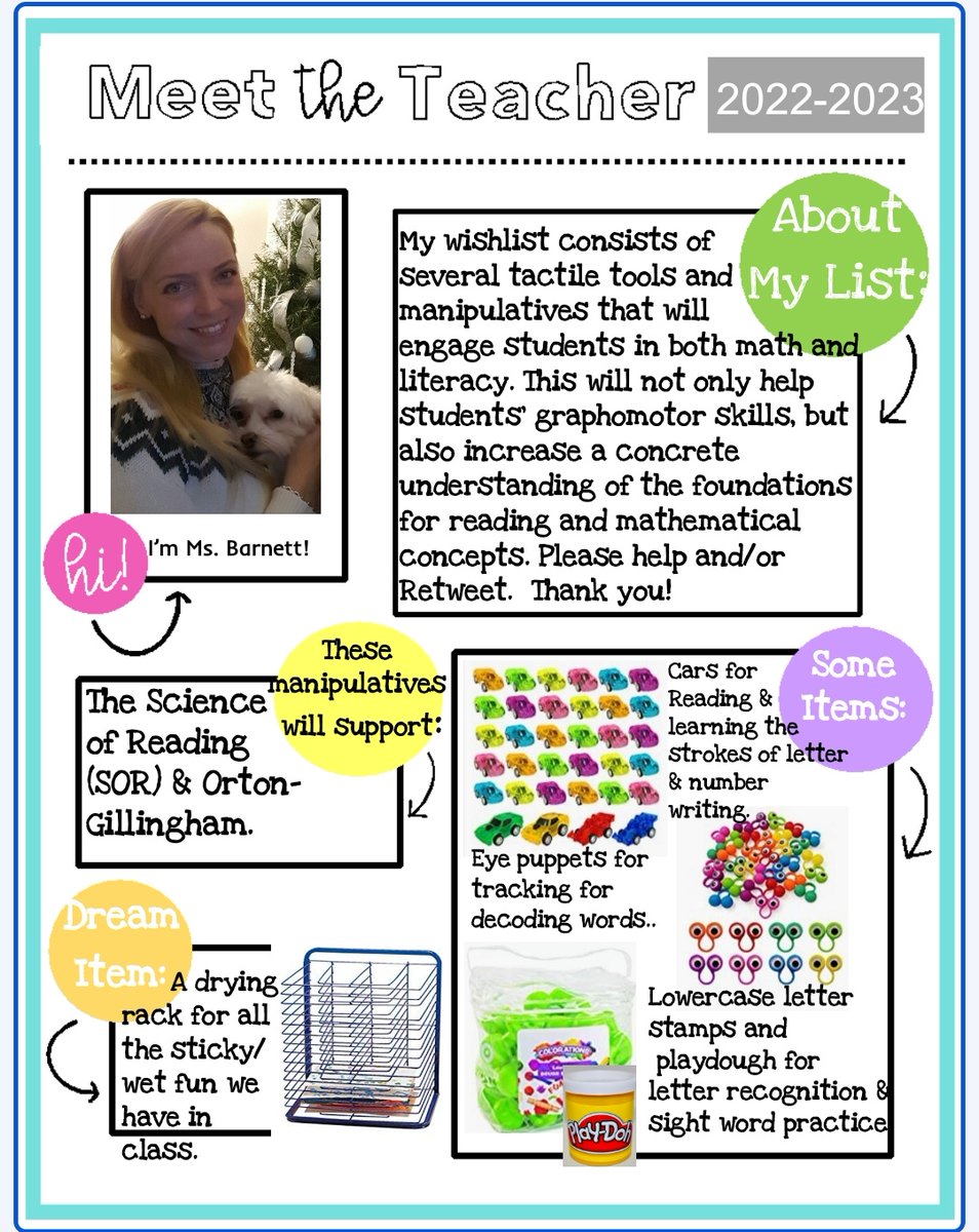 Hello!🖐 I teach kindergarten in #Charlotte, NC. I am trying to acquire tactile manipulatives 🧮 to engage students in math &amp; literacy to increase retention 🧠 and increase graphomotor skills 🙌. Thank you for your support! 🙏🍀🤞 <a href="/amazon/">Amazon</a> #clearthelist amazon.com/hz/wishlist/ls…