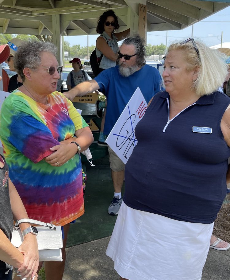 mattgaetz's tweet image. This is my Democrat opponent Peggy Schiller protesting FOR ABORTION outside my PRO LIFE campaign rally in Niceville yesterday.

They aren’t sending their best.