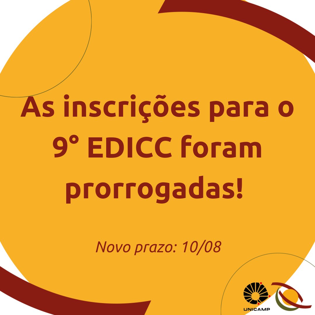 ediccunicamp's tweet image. INSCRIÇÕESPRORROGADAS! As inscrições para as modalidades Comunicação oral e Relato de experiência vão até  10/08. 
Não deixe pra última hora, faça já sua inscrição.
edicc2022.labjor.unicamp.br

#edicc22 #unicamp #labjor #divulgaçãocientífica #cultura