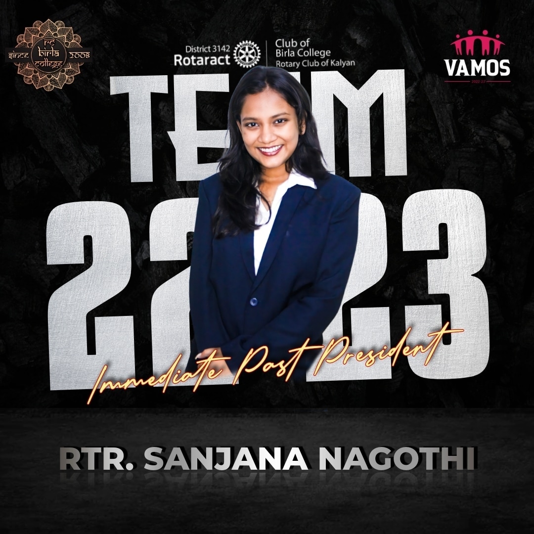 rc_birla's tweet photo. Proud to present the IMMEDIATE PAST PRESIDENT OF ROTARACT CLUB OF BIRLA COLLEGE for the year 22-23.

RTR. SANJANA NAGOTHI
#ImmediatePastPresident
#RCBirla
#Team22-23
#vamos
#zone3rid3142 https://t.co/TJM3tWVhi3