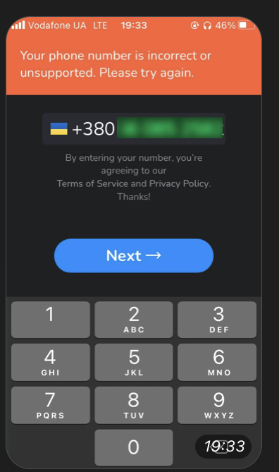 romkri's tweet photo. @Clubhouse @PKurzin Hey @Clubhouse, please check what happen with Ukrainian phone numbers, they can't re-login. SMS doesn't retrieved. 
This problem appears on  different Ukrainian mobile operators: Lifecell, Kyivstar, Vodafone.

#UkraineWar https://t.co/NggmCkwINi