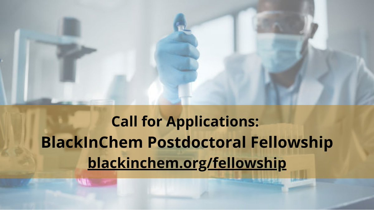 BlackInChem will be highlighting Black excellence in the field of chemistry research by awarding a postdoctoral fellowship to an outstanding member of the chemistry research community with funding up to 3 years! Click link for more: blackinchem.org/fellowship #blackinchem #STEM