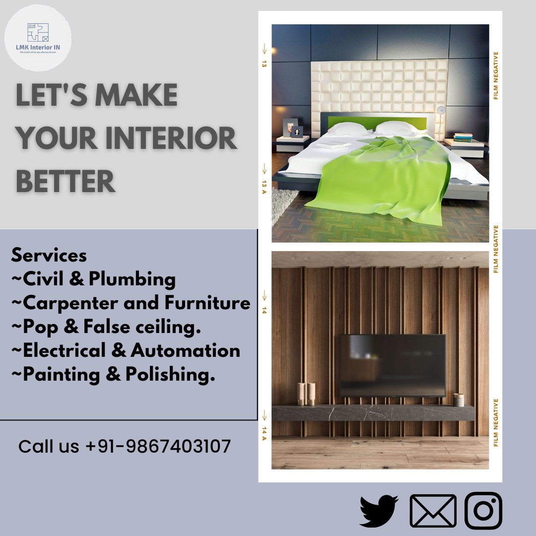 LMK Interior In
Lets Make Your Interior Better.
<a href="/InteriorsLmk/">LMK Interiors In</a>
#homedecor #homedesign #homedecoration #interiordesign #construction #interiordesigner #furniture #furnituredesign #plumbing #civilcontractors #civilconstruction #painting #polishing #itialianmarble #electrical
