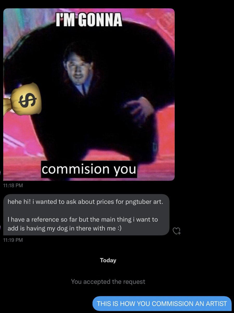 percaeus_'s tweet photo. Future clients

This is how you commission your artists 🤼‍♀️ https://t.co/hKXTZNSW3O