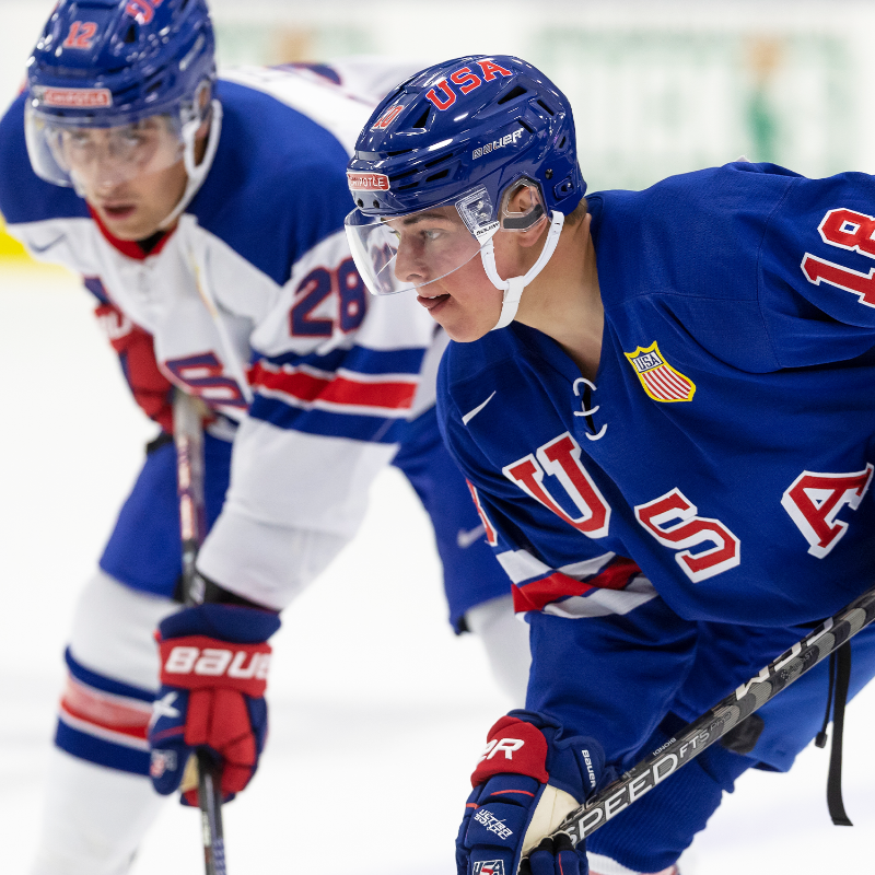 usahockey's tweet photo. #NJEC looks a little different this year with 2️⃣ #WorldJuniors teams being selected!

More on how both the 2022 &amp; 2023 teams are prepping for the upcoming championships ⬇️