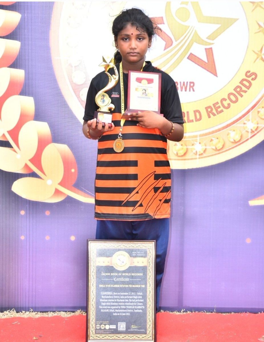 JacobJackeese's tweet image. 👏 CONGRATULATIONS 👏 

JBWR- WORLD RECORD HOLDER 

*S.KANISHKA*

*SINGLE STICK SILAMBAM ROTATION FOR MAXIMUM TIME*

*JACKHI BOOK OF WORLD RECORDS*
Jbwrecords.com 
Jackhibookofworldrecords.com 

#Silambam
#singlestick
#Achiever 
#worldrecordholder