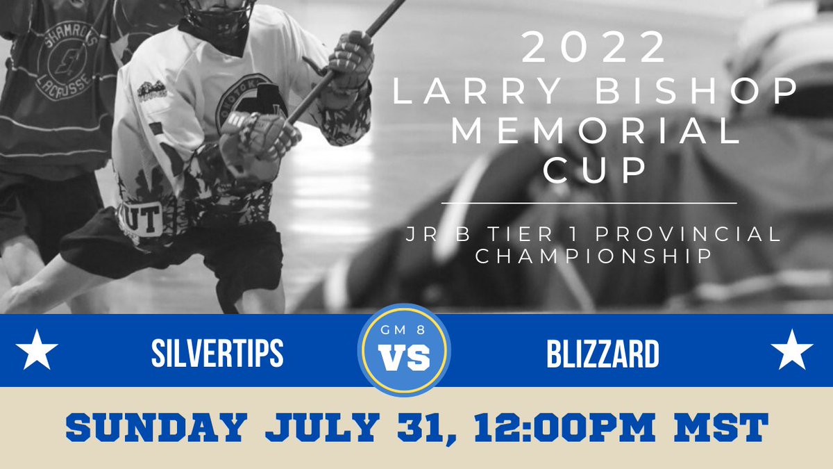 AlbertaLacrosse's tweet photo. Great action in Gm 7 of the Larry Bishop Memorial Cup so let's see if Gm 8 keeps the intensity going. Catch all the action down at Okotoks Murray Arena or streamed at https://t.co/3lP55EyG2i . See full the results at https://t.co/cRxjzt570h. #silvertipslax #mbblizzard #RMLaxL https://t.co/s4upIfbd5q
