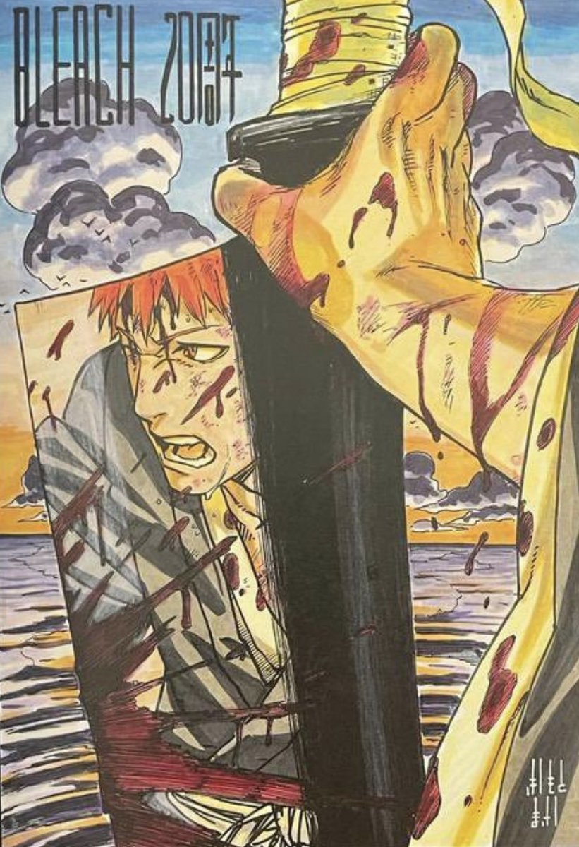 Inku_fr's tweet photo. 🚨🇯🇵 | Pour célébrer le retour de l'animé Bleach en Automne 2022 et les 20 ans du manga, Eiichiro Oda (One Piece) et Masashi Kishimoto (Naruto) ont dessiné Ichigo à leur manière ! 

Voici les deux illustrations✍️ https://t.co/6HzpqSkBlg
