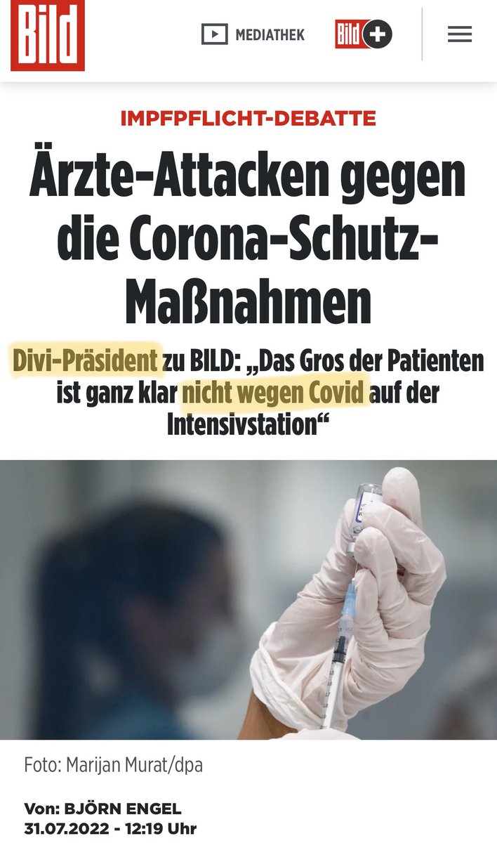 #Divi-Präsident zu BILD: „Das Gros der Patienten ist ganz klar nicht wegen #Covid auf der Intensivstation“

Cc: <a href="/OlafGersemann/">Olaf Gersemann</a>