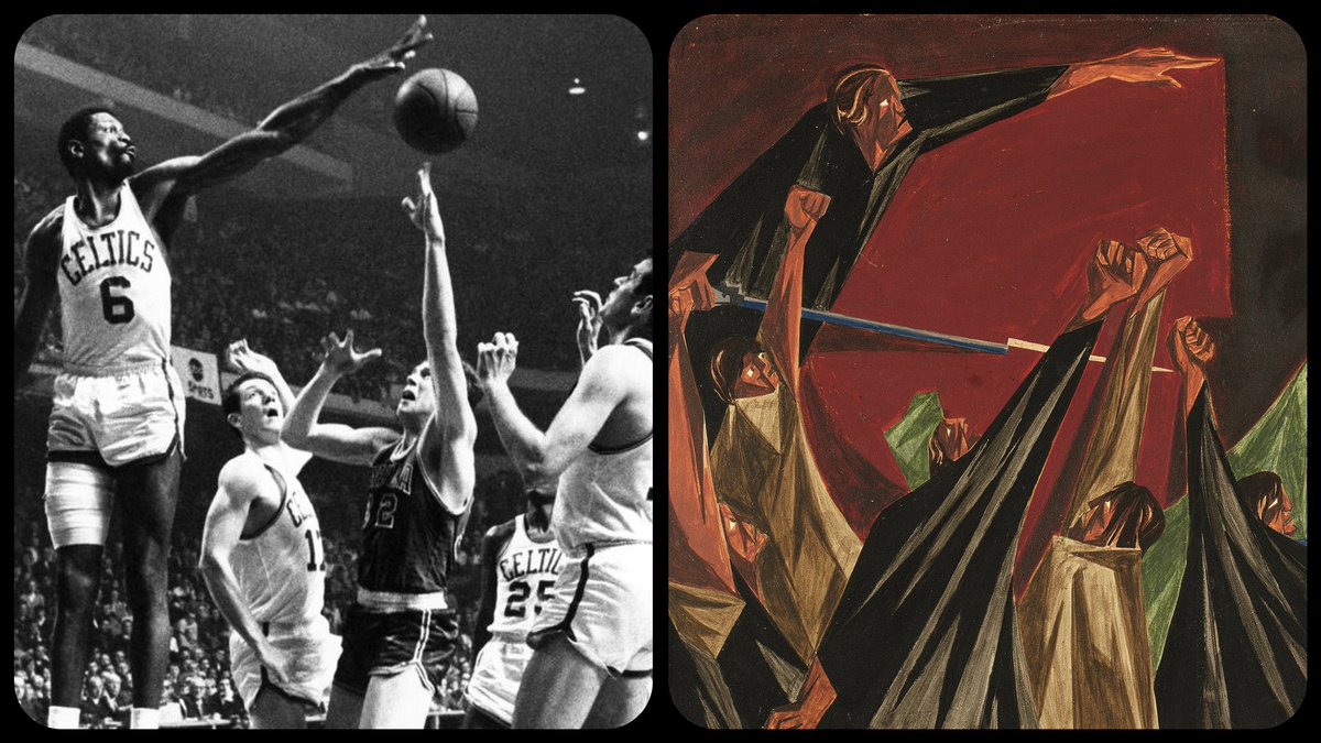 Patrick Henry, 1775, Panel 1 (from Struggle Series), by Jacob Lawrence, 1955, 📸 Dick Raphael, RIP Bill Russell