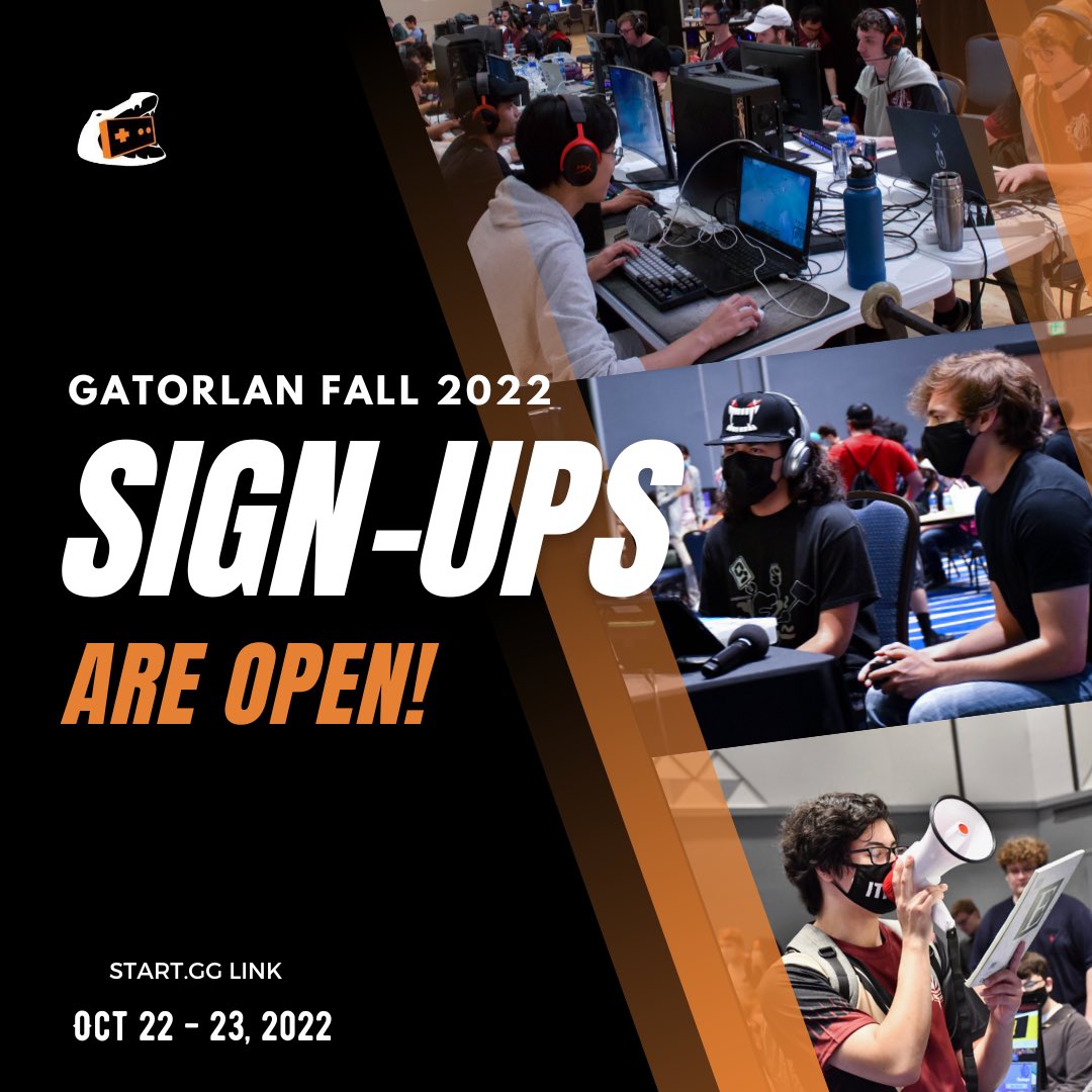 GatorGaming's tweet photo. Registration for GatorLAN is OPEN‼️🐊
Sign up for your favorite games now at https://t.co/W8KcvKnAJg !🎮 https://t.co/MSvvt3N67x