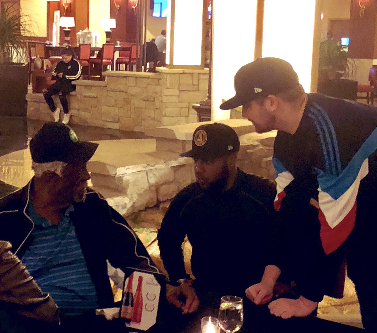 ColeyMick's tweet photo. Back in Charlotte a few years back for the ASG, we wished him a happy birthday. 
He sat for a minute, leaned in, and told us to never even attempt to live that long.
Then he laughed harder than I’ve ever heard someone laugh. 
Comfortably the best moment of my life. https://t.co/R0tpUwexVX