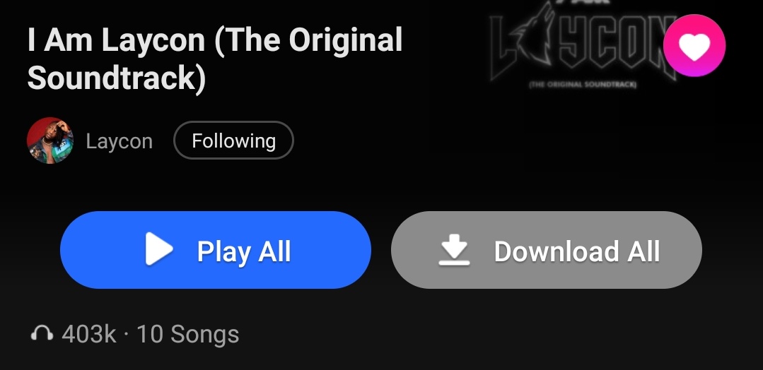 LayconDailyStat's tweet photo. -#LateReport 👀

@itsLaycon "I am Laycon (The Original Soundtrack)" Album has surpassed 400,000 streams on Boomplay. https://t.co/VDhcdCZHuK