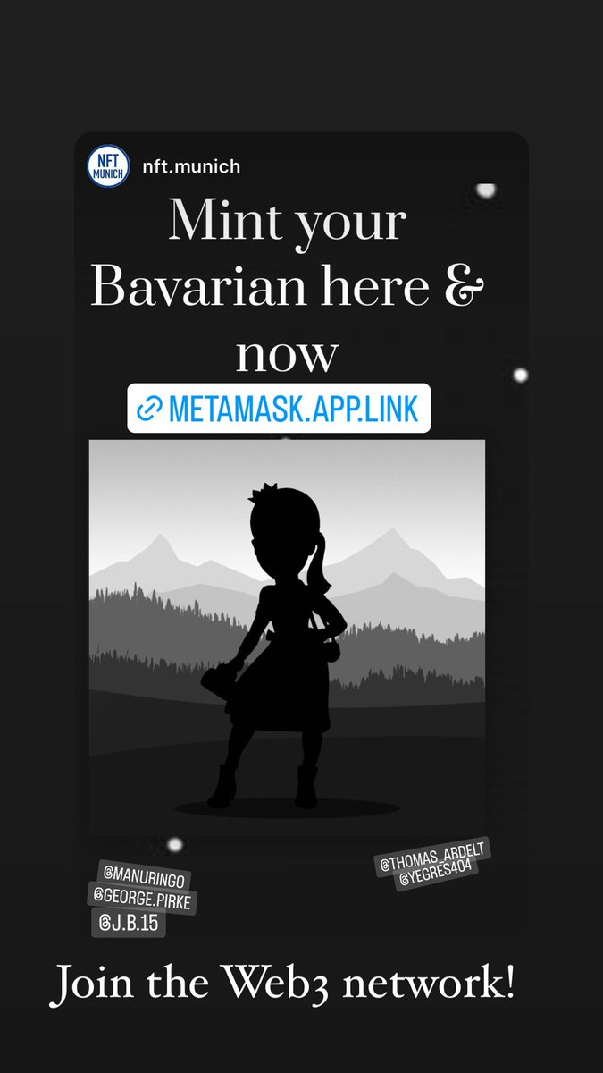manuringoNFT's tweet photo. Very proud to announce the Non-Fungible Bavarians mint is live!

Join our Web3 Mastermind Network and become a verified Non-Fungible Bavarians holder. 

Token gated online &amp; IRL meet-ups waiting for you. #wagmi 🚀🖤🙌

https://t.co/0sQvroJ6d4

#NFTmunich #NFT #web3 #network https://t.co/MfuGK2K8tR