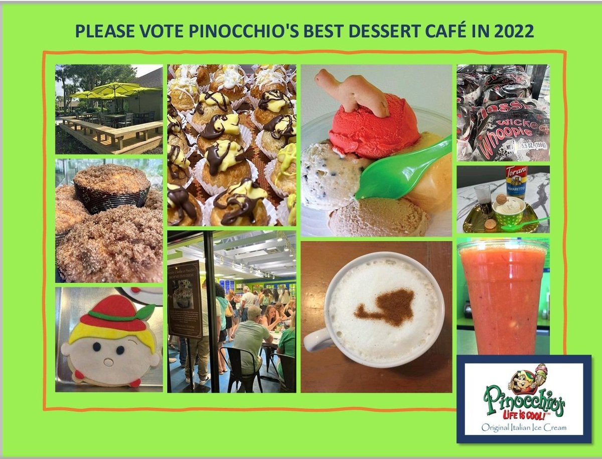 PinocchioSI's tweet photo. PINOCCHIO'S DESSERT CAFE - A place to meet, connect, reconnect and unplug. Above all, we want you to have fun, enjoy your favorite sweets and try new dessert offerings. Vote Pinocchio's Best of the Islands Best Dessert Cafe. #pinocchiosicecreamanddessertcafe #originalityrules https://t.co/Kv4kNQ41HL