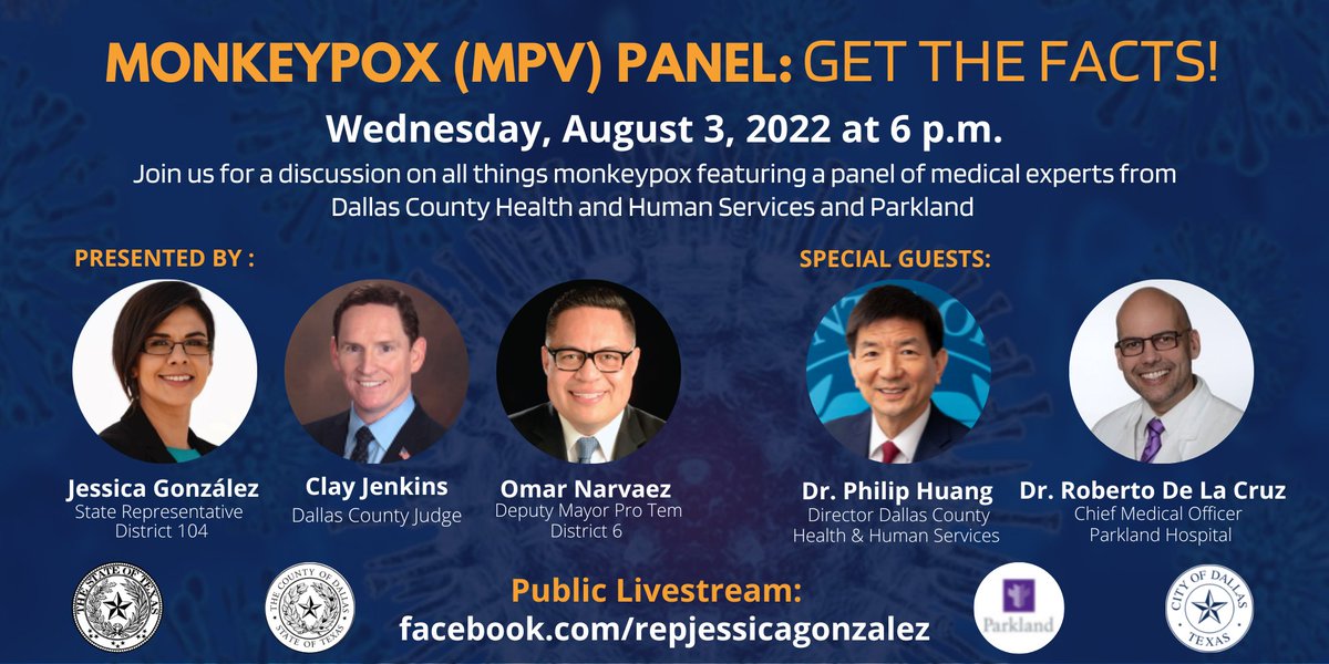 RT @jessicafortexas: Join us on Wednesday at 6 PM to discuss monkeypox. 

RSVP: https://t.co/qDCzP65CjL https://t.co/9M1iCGOE8q