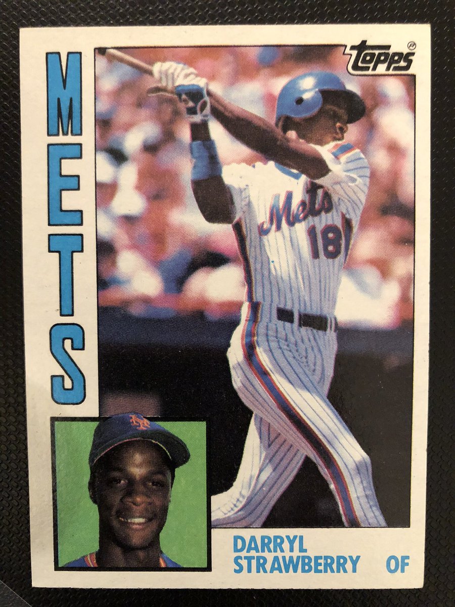 CardboardHistry's tweet photo. Ending my #84Topps tribute w/ 2 biggest cards of set. As a 12 yr old, pulling these 2 cards were “I remember where I was when” moments. Donnie⚾️ was 23 &amp; won ‘84 AL batting 👑 in 1st full season; 🍓 had 26 HRs, 27 SBs &amp; 97 RBIs at age 22. Both playing in Big🍎. #TheSkyWasTheLimit https://t.co/gd3XPdiHbH