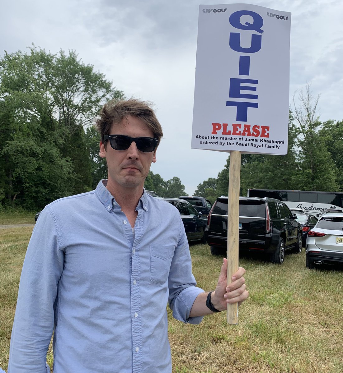 TheGoodLiars's tweet photo. We made custom “Quiet Please” signs for the LIV Golf Tournament but weren’t allowed to bring them in for some reason. https://t.co/9Bp0EXvmO8