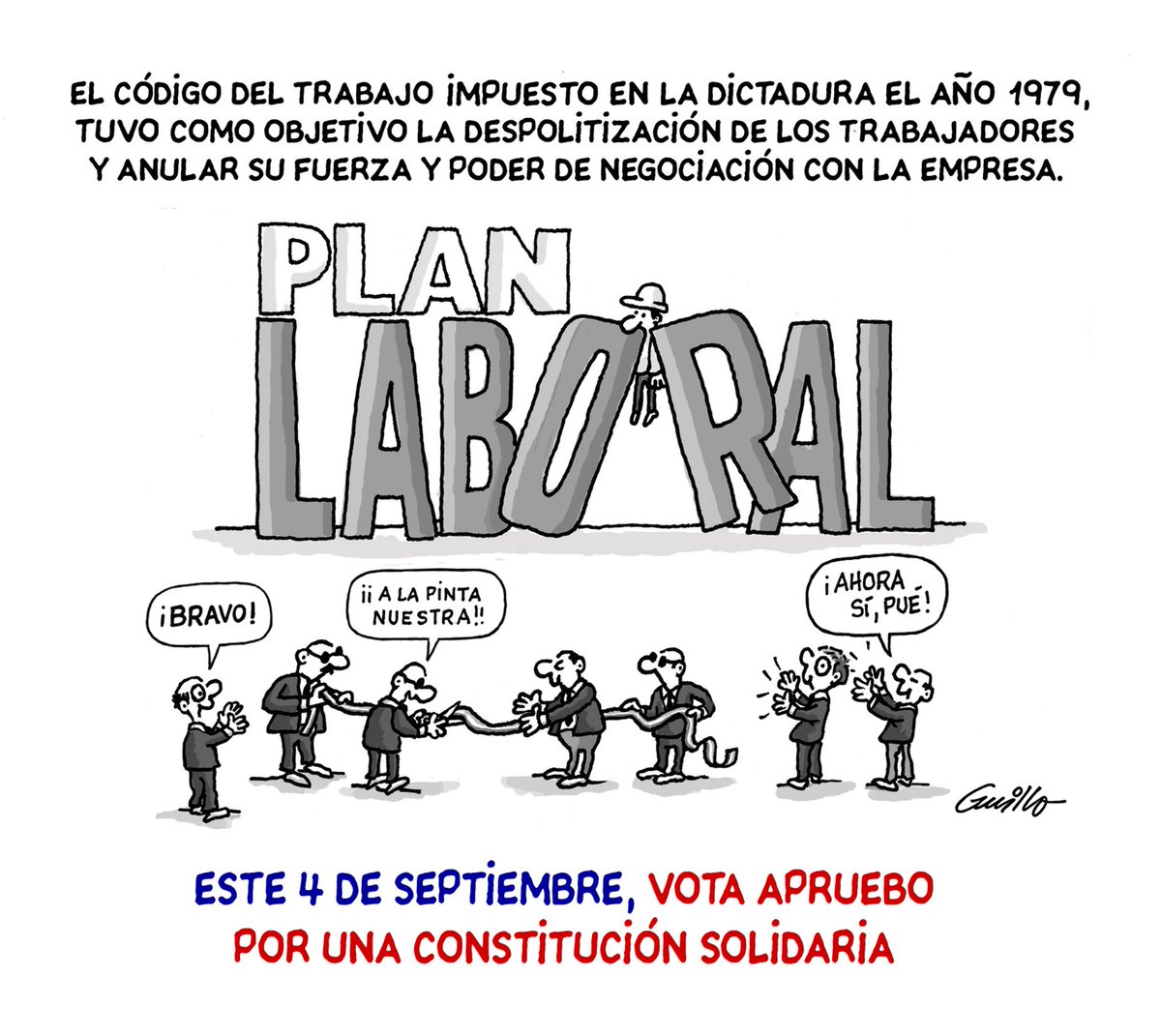🇨🇱 #Chile #Apruebo #AprueboCrece #AprueboConEsperanza #AprueboXAmor #AprueboSinMentiras #AprueboFeliz #Apruebo4deSeptiembre #AprueboNuevaConstitucion 
Los trabajadores debemos avanzar en Derechos, q la actual Constitución de Pinochet nos restringe
Miren👇aquí (<a href="/Guillodibujante/">Guillo</a>)
