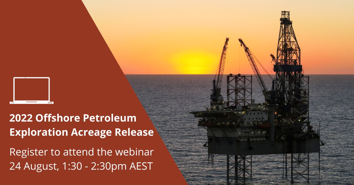 Dept of Industry: Resources (@resourcesgovau) on Twitter photo Register now to attend the webinar that launches the 2022 Offshore Petroleum Acreage Release. The free online event will stream on 24 August 2022 from 1:30pm to 2:30pm AEST. Learn more and register here: bit.ly/3PyCV5h
<a href="/GeoscienceAus/">Geoscience Australia</a> Register now to attend the webinar that launches the 2022 Offshore Petroleum Acreage Release. The free online event will stream on 24 August 2022 from 1:30pm to 2:30pm AEST. Learn more and register here: bit.ly/3PyCV5h
<a href="/GeoscienceAus/">Geoscience Australia</a>