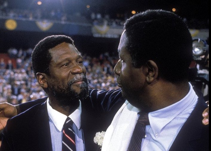 Was lucky enough to be around Bill Russell many times with Coach Thompson. No time was more memorable than when Big John, <a href="/RickDocWalker/">Rick Doc Walker</a> &amp; <a href="/RealSmokinAl/">Al Koken</a> had Russell, Oscar Robertson &amp; Deacon Jones on the show together for 90 mins straight. Amazing company &amp; conversation.