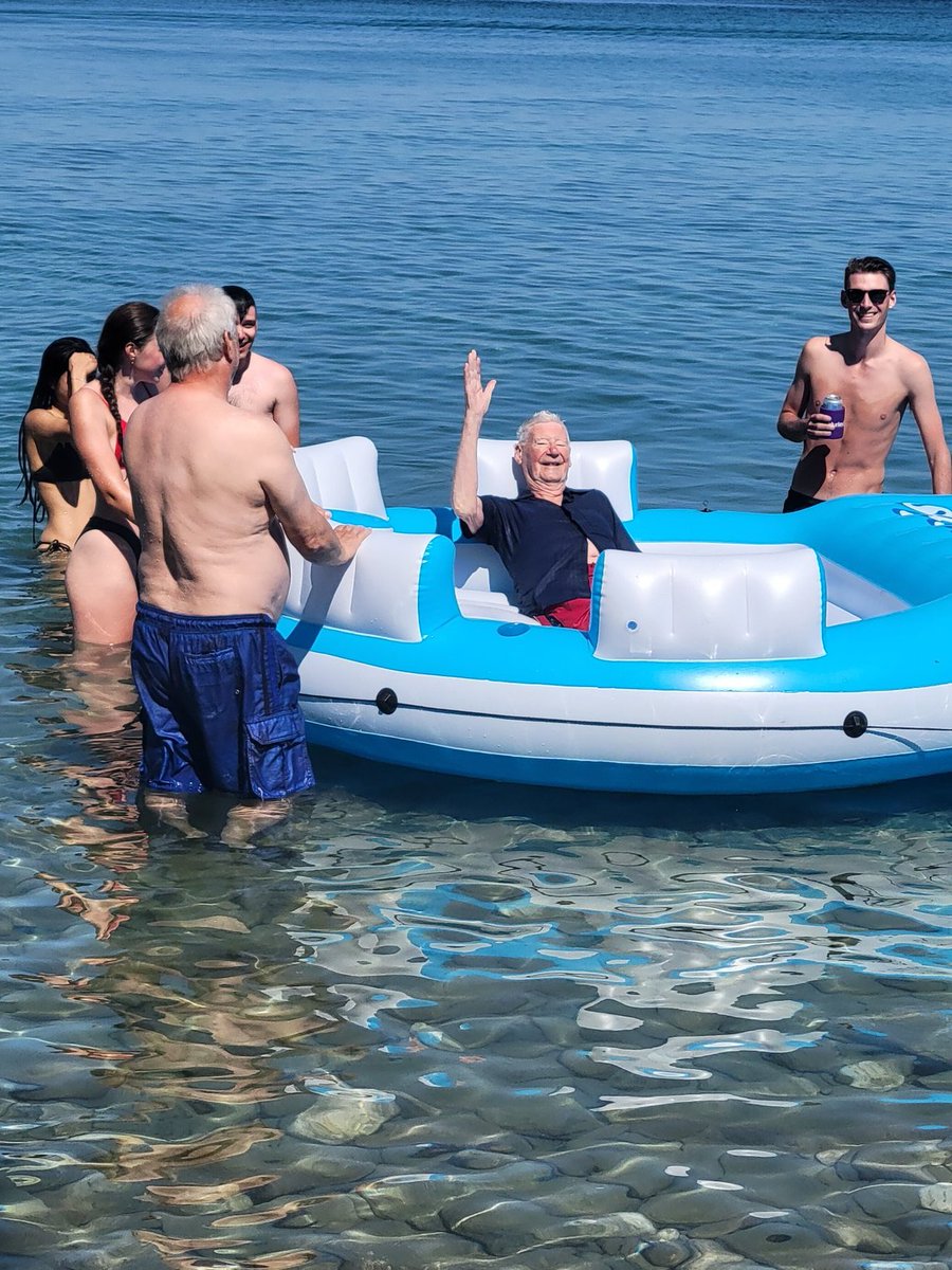 Summer weekend with Dad and his grandkids! Canoeing and swimming with the floatie! 
#thisis96!
#myhero