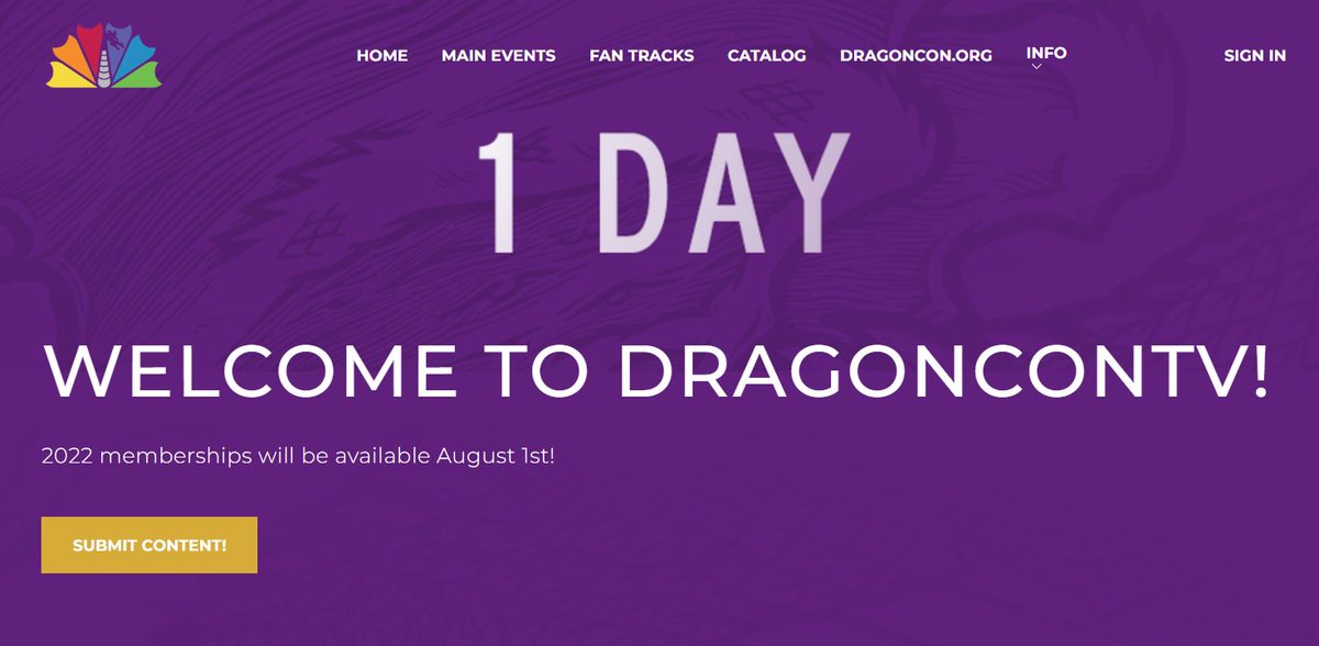 One day mooore!
Another day, another dragoncon.tv!

DON'T FORGET #DragonCon2022 Streaming Memberships go on sale tomorrow AND this is the last day you can submit your content to be part of DCTV!

Don't miss your day with destiny: bit.ly/dctvsubmit 📽️