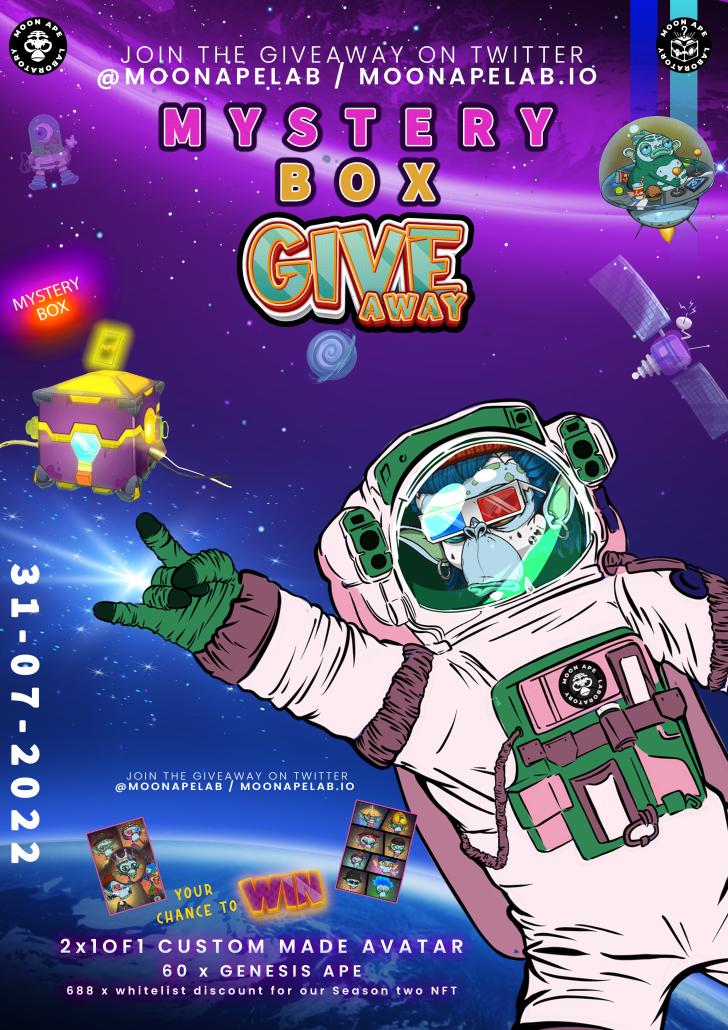 Final Day of our 14 day Giveaway 📢

We’re giving a Malbox to one more lucky winner! 

Mint is now LIVE 🏁

To enter...
Like and Retweet: This post
Follow: <a href="/MoonApeLab/">Moon Ape Lab</a> &amp; <a href="/MoonieMAL/">Moonie & Friends</a>
Tag: 3 of your followers

Winner will be drawn tomorrow at 22:59 UTC! #NFTGiveaway #NFTCommmunity
