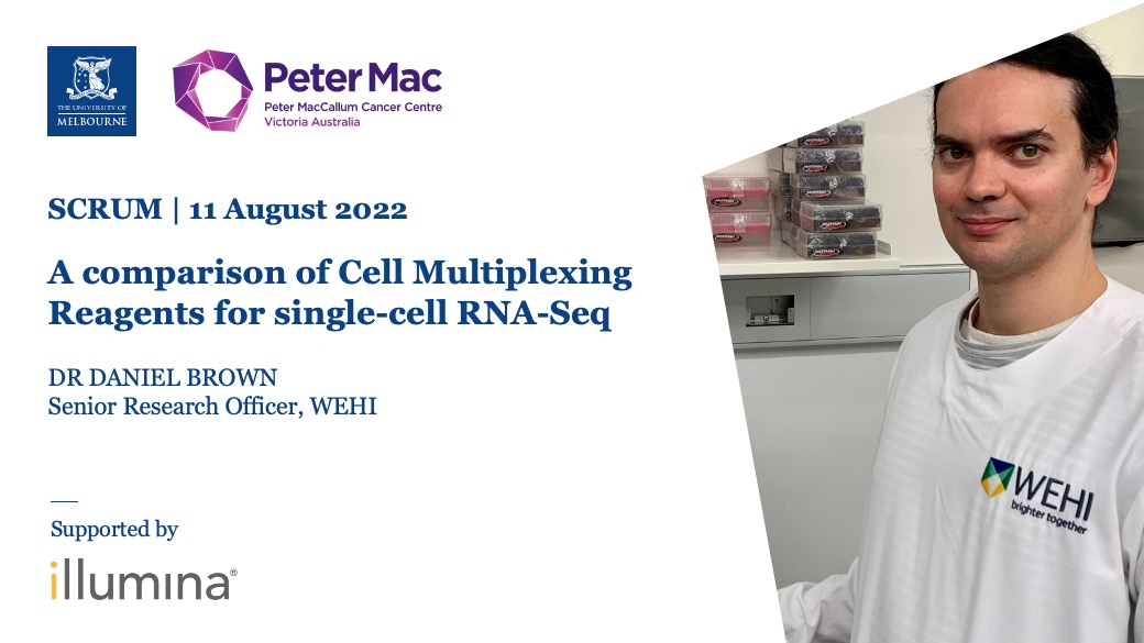 Collaborative Centre for Genomic Cancer Medicine (@gencancercentre) on Twitter photo Next Thursday 11 Aug - Senior Research Officer from <a href="/WEHI_research/">WEHI (Walter and Eliza Hall Institute)</a> <a href="/dvbro0/">Daniel V Brown</a> presents: A comparison of Cell Multiplexing Reagents for single-cell RNA-Seq #SCRUM
mdhs.unimelb.edu.au/centre-for-can… Next Thursday 11 Aug - Senior Research Officer from <a href="/WEHI_research/">WEHI (Walter and Eliza Hall Institute)</a> <a href="/dvbro0/">Daniel V Brown</a> presents: A comparison of Cell Multiplexing Reagents for single-cell RNA-Seq #SCRUM
mdhs.unimelb.edu.au/centre-for-can…