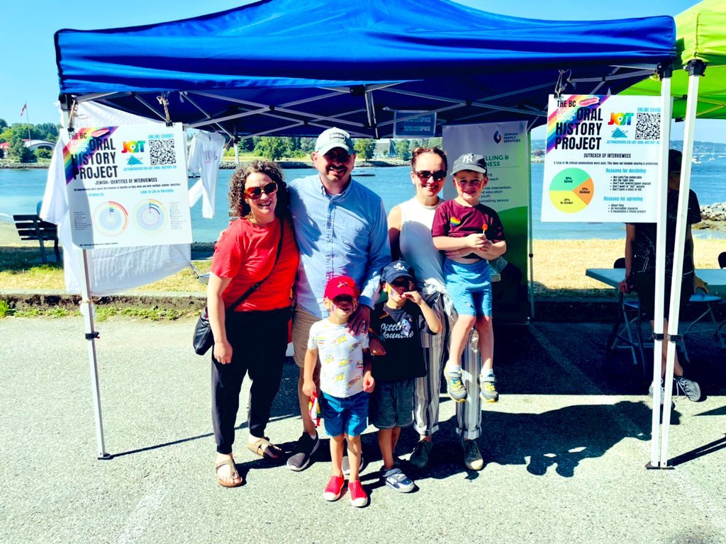 eshanken's tweet photo. Happy #Pride2022 to everyone! Thrilled to take a pre-parade family walk around the community organization tents to say hello to our #JQT #Vancouver &amp; @jfsvancouver friends - come say hi if you are downtown. Proud to stand with queer &amp; #LGBTQ people today &amp; everyday. #LoveWins https://t.co/xSHJRbAHxg