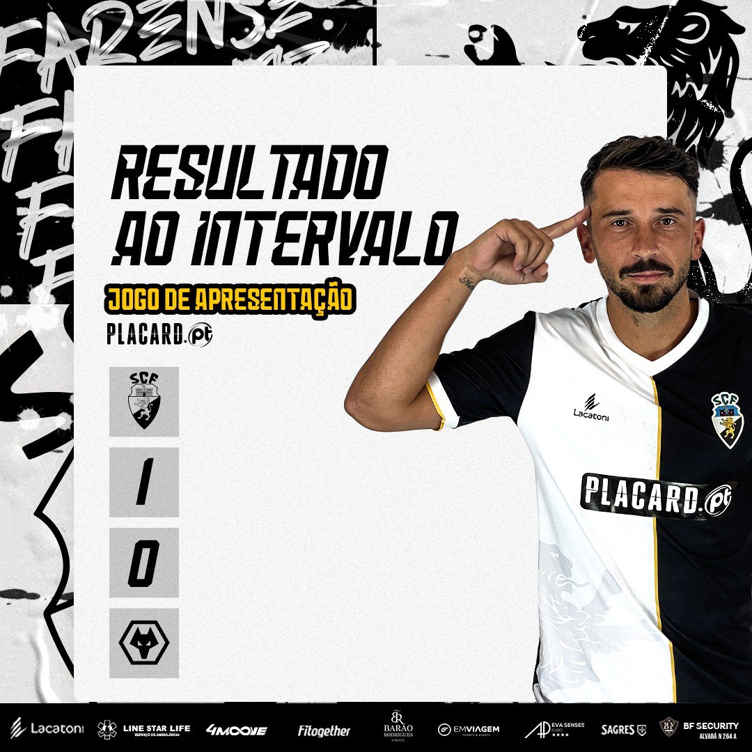 SCFarense_'s tweet photo. Resultado ao Intervalo 🦁
SC Farense 1️⃣x0️⃣ Wolves
⚽️ @CristianPonde10
Força Farense 🖤🤍
#SCFWOL #SCFarense #SóOsDurosVencem #PréÉpocaSCF https://t.co/50F0oDHuLU