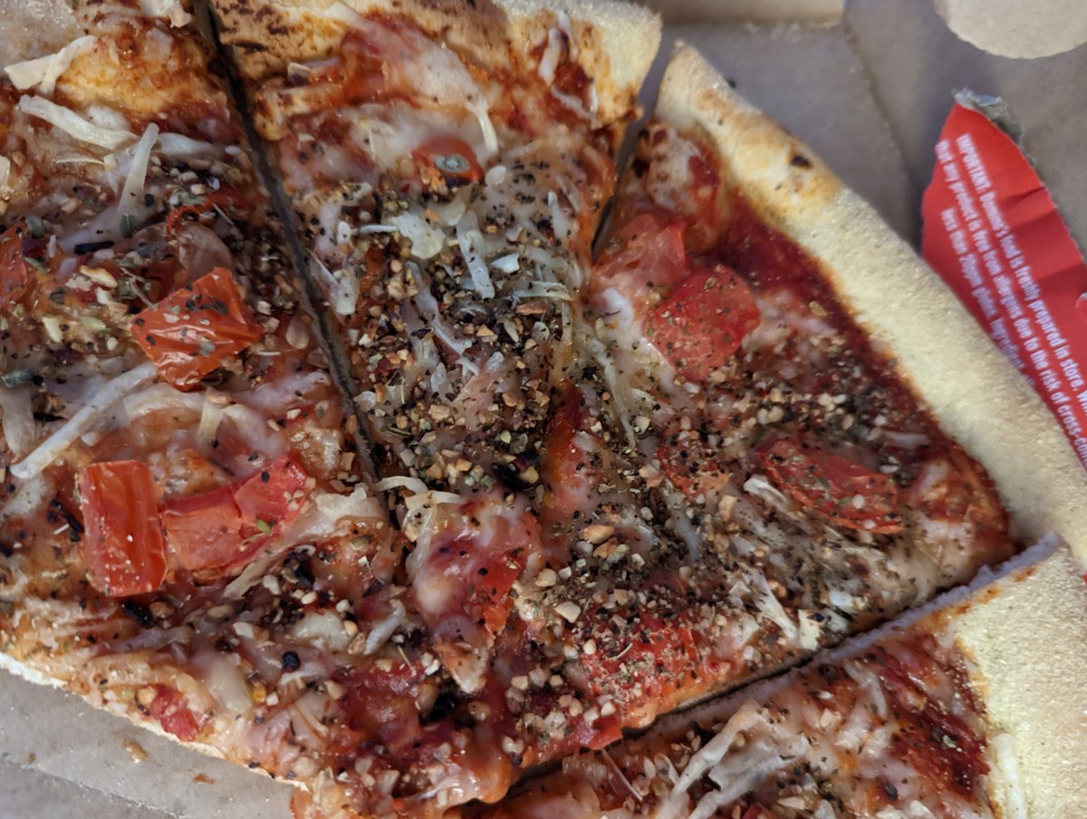 Our <a href="/Dominos_UK/">Domino's Pizza UK</a> vegan margherita pizza was a huge let down this evening. Not enough cheese and so many herbs it as like spicy crust on top. Pretty much inedible #badpizza #dominospizza #veganfoodreview #veganfood