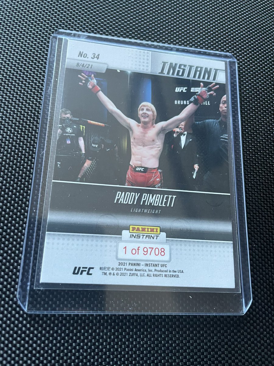 Raising some money for my sis, selling my Paddy The Baddy Pimblett Rookie Panini Instant UFC 1 of 9708 First Card RC ebay.co.uk/itm/1341868260… #eBay via @eBay_UK