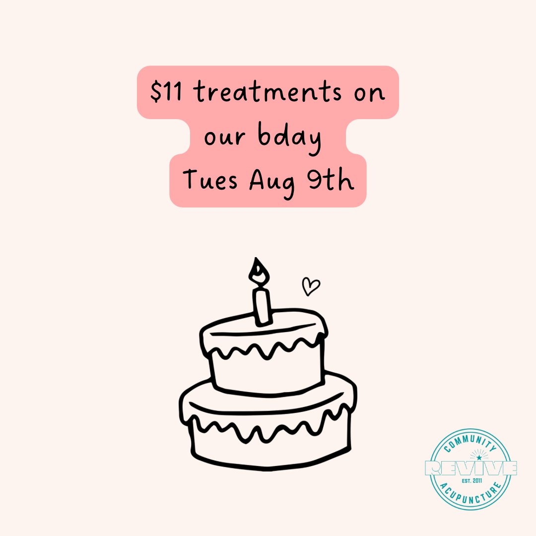 ReviveAcu's tweet photo. August is our 11th birthday!!!! Now offering NEW options! AcuPasses now on sale... - https://t.co/Q6BQtsL86R https://t.co/kjiUtyeXf9