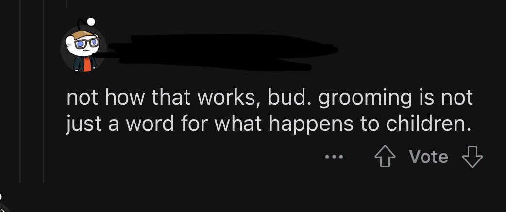 MaybeAlecRay's tweet photo. Just some of the replies to me explaining to a girl that her step brother is grooming her for sexual abuse. This is all despite being upfront that I work heavily with sexual predators and using peer reviewed sources to explain what grooming is and how he’s doing it to her. https://t.co/mKVfDIqdXs