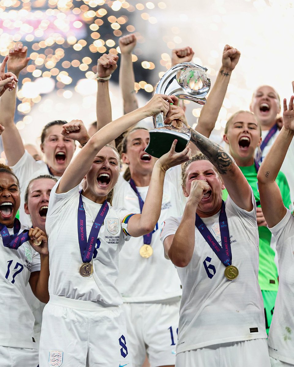 brfootball's tweet photo. England lift their first major trophy since 1966 🍾 https://t.co/5JVb3CkOSN